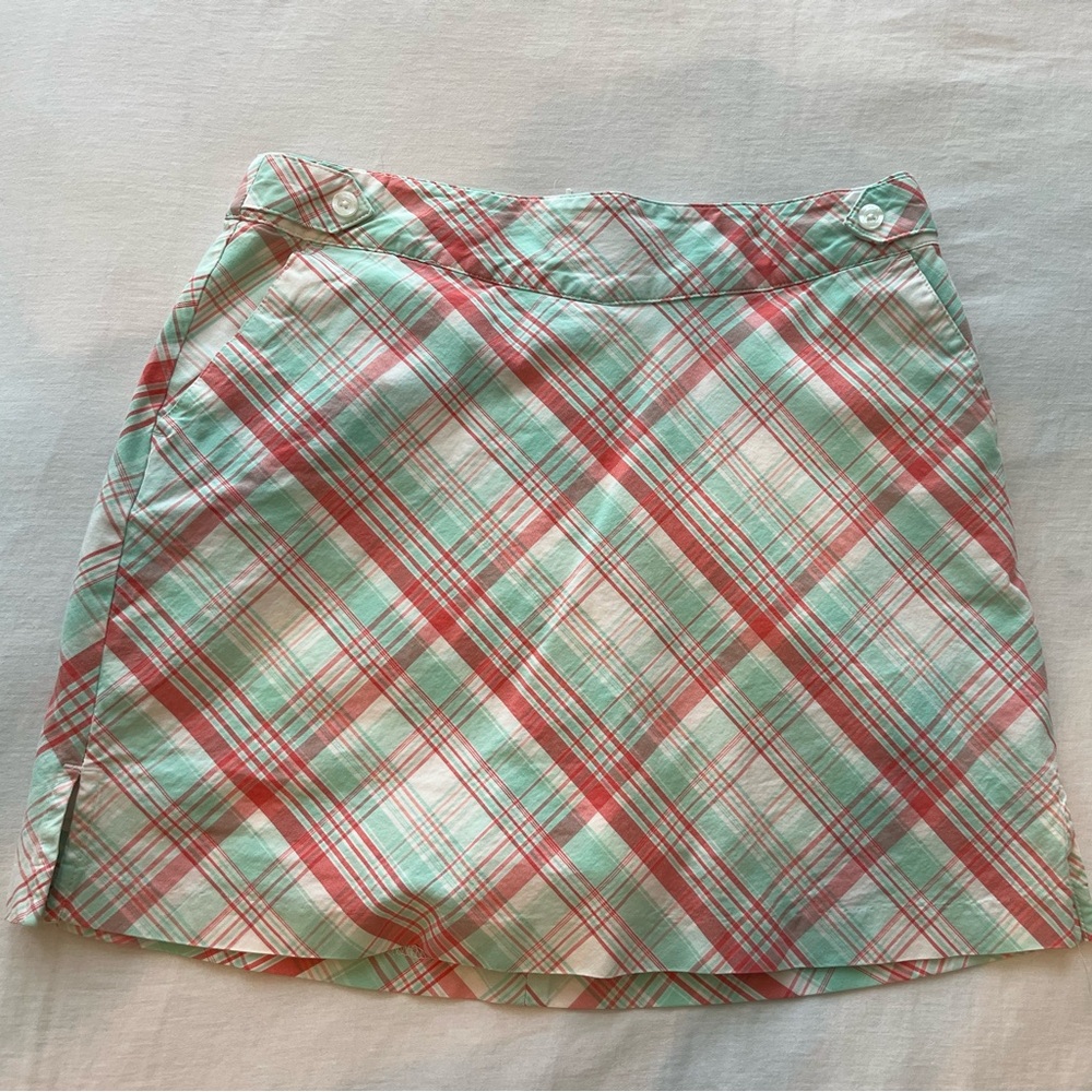Lady Hagen Plaid Golf Skort in Pink and Green